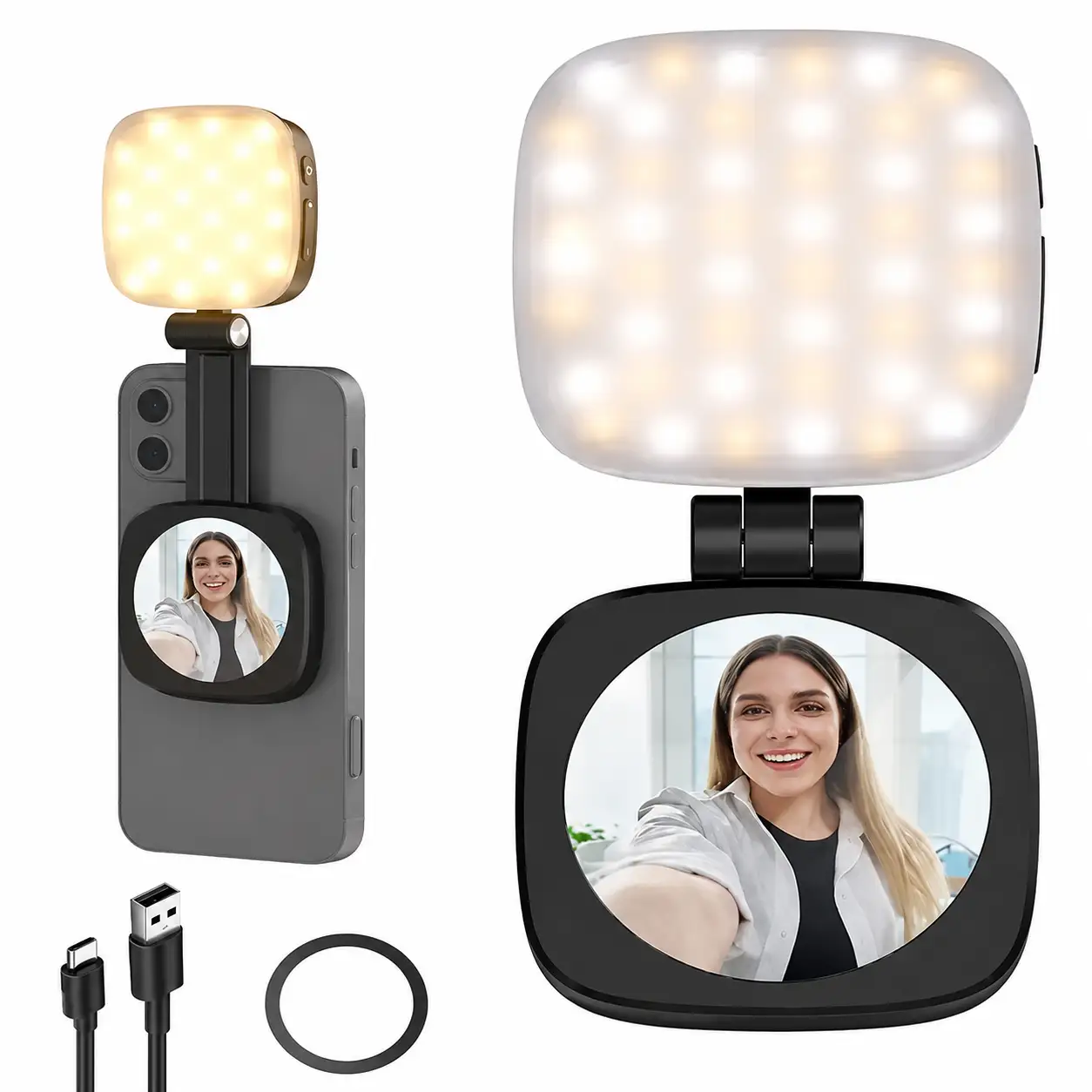 Mini Magnetic Selfie mirror Light for Compatible MagSafe iPhone Zoom Makeup Photography Led
